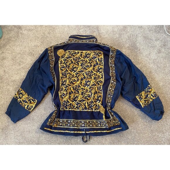 Sport By Carolina Colours Embroidered Jacket Blue Gold Drawstring Large - Picture 2 of 9